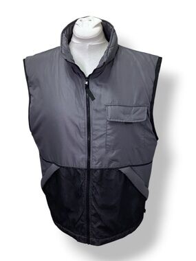 FLIPBOX Mens Full Zip Outdoor Puffer Vest VTG 90s Gorpcore Gray/Black L